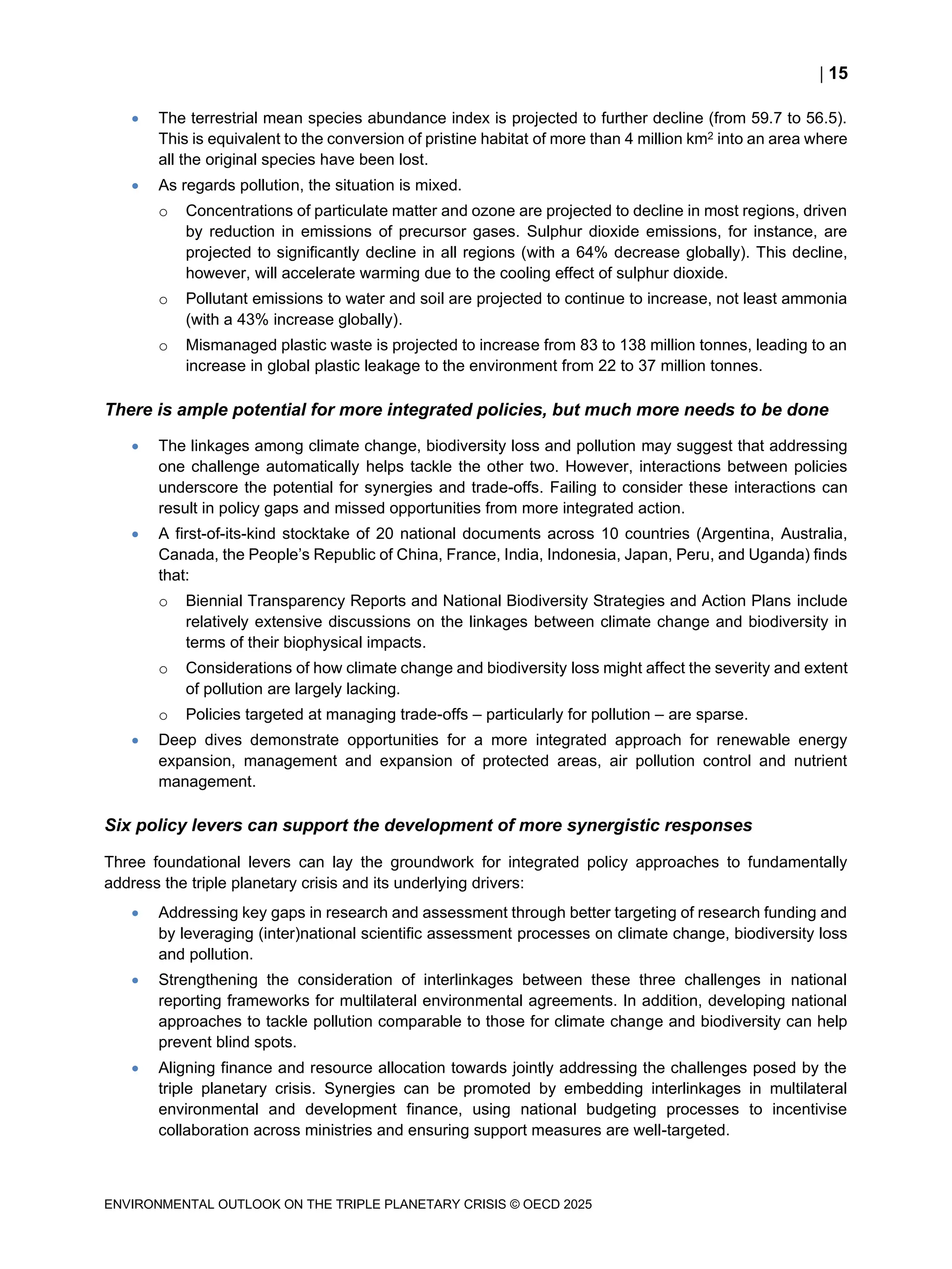 Environmental Outlook on the Triple Planetary Crisis | PDF
