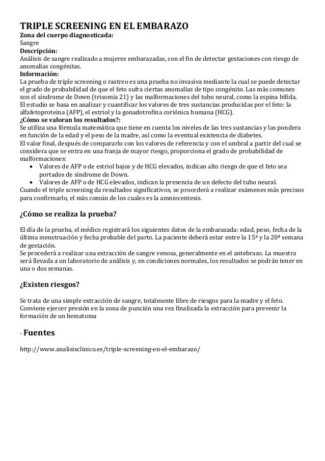 triple screening valores