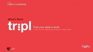 Powered by
What’s Next:
Puts your data to work
1
A data service developed by the experts at Ogilvy Health.
2/14/2019
 