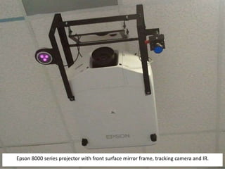 Epson 8000 series projector with front surface mirror frame, tracking camera and IR.
 