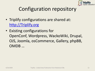 WWW09 - Triplify Light-Weight Linked Data Publication from Relational Databases