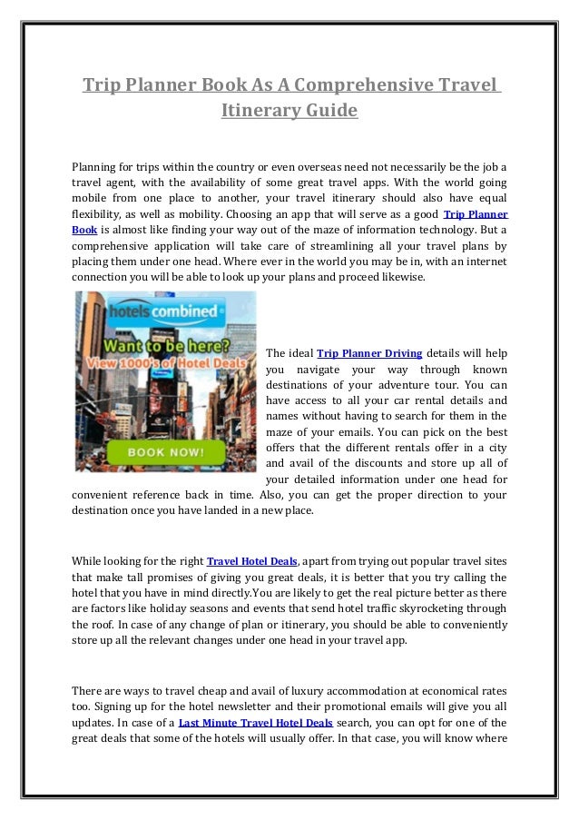 Trip planner book as a comprehensive travel itinerary guide