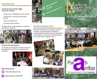 Triptico #IXEPA  IX Encuentro de Educación para la Participación. Córdoba 