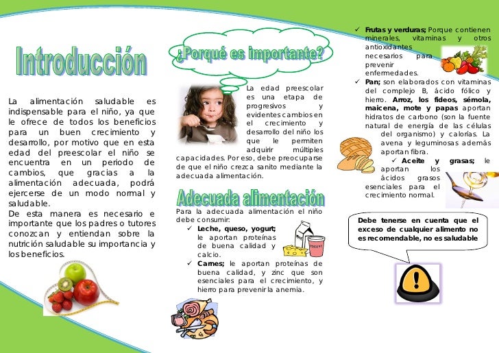 Alimentacion en el Pre-escolar (Triptico) Alimentacion en el Pre-escolar (Triptico)
