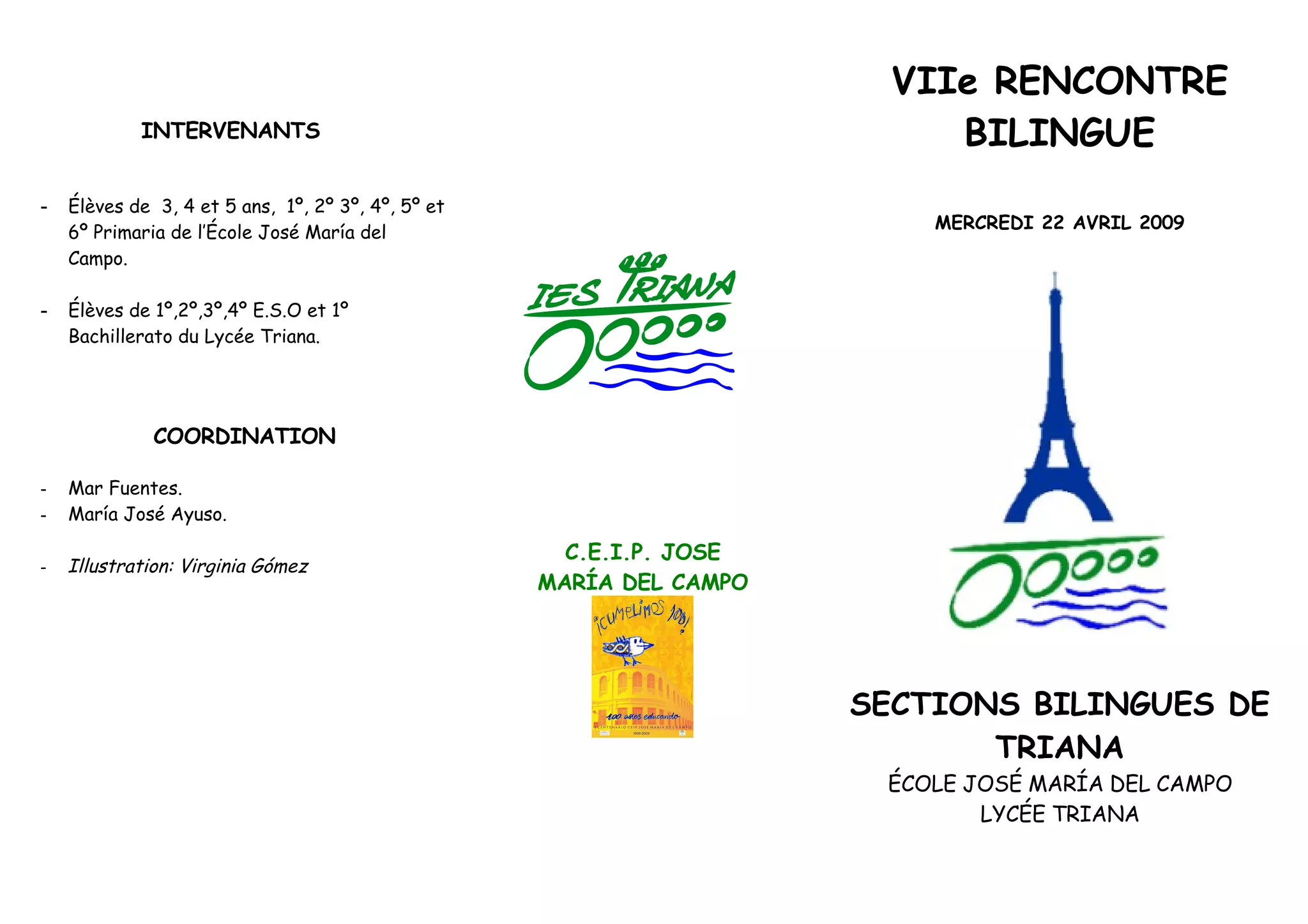 Triptico Encuentro BilingüE 2009