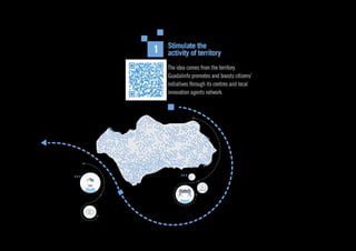 Stimulate the
activity of territory
The idea comes from the territory.
Guadalinfo promotes and boosts citizens’
initiatives through its centres and local
innovation agents network.
1
 