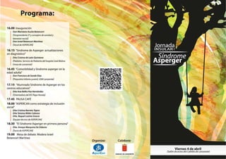 Programa Jornada Insular Síndrome Asperger Lanzarote ASPERCAN 2014