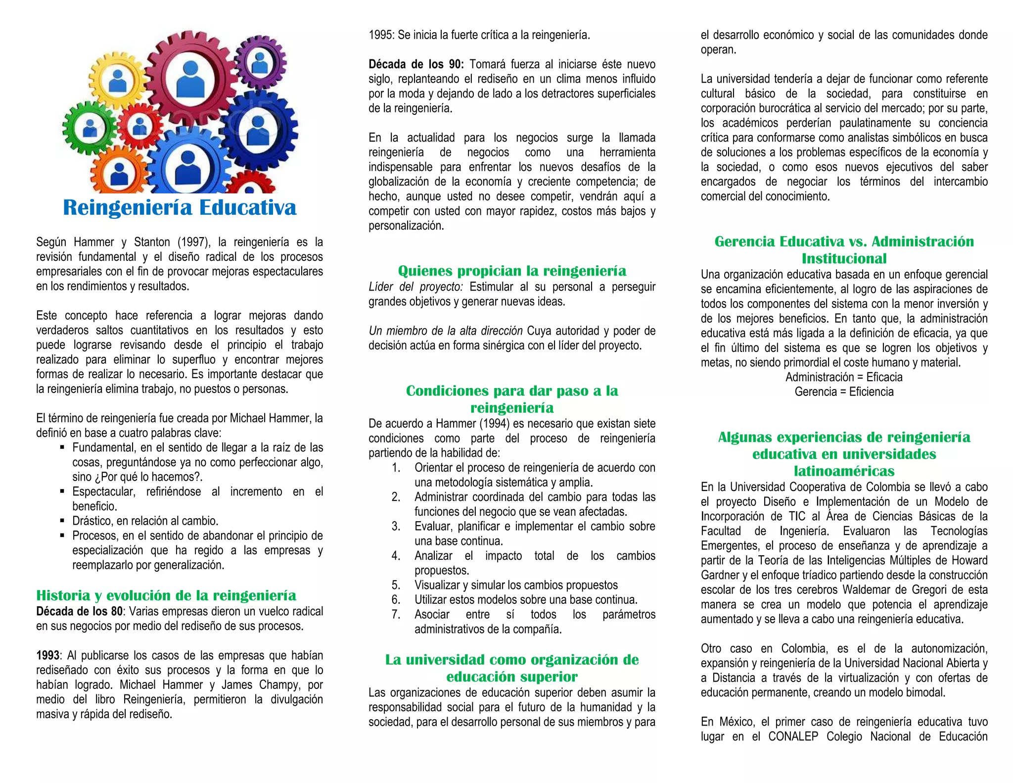 Triptico Reingeniería Educativa | PPT
