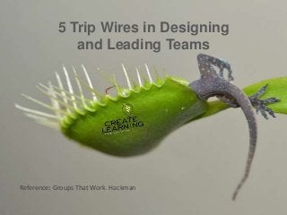 5 Trip Wires in Designing
and Leading Teams
Reference: Groups That Work. Hackman
 