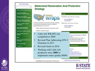  Little Ark WRAPS was
completed in 2004
 Revised Plan Addressing EPA 9
Elements in 2011
 Revised Goals in 2016
 Workin...