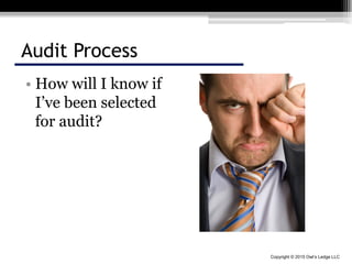 Copyright © 2015 Owl’s Ledge LLC
Audit Process
• How will I know if
I’ve been selected
for audit?
 