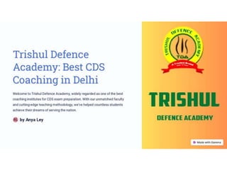 Trishul Defence Academy: Best CDS Coaching in Delhi