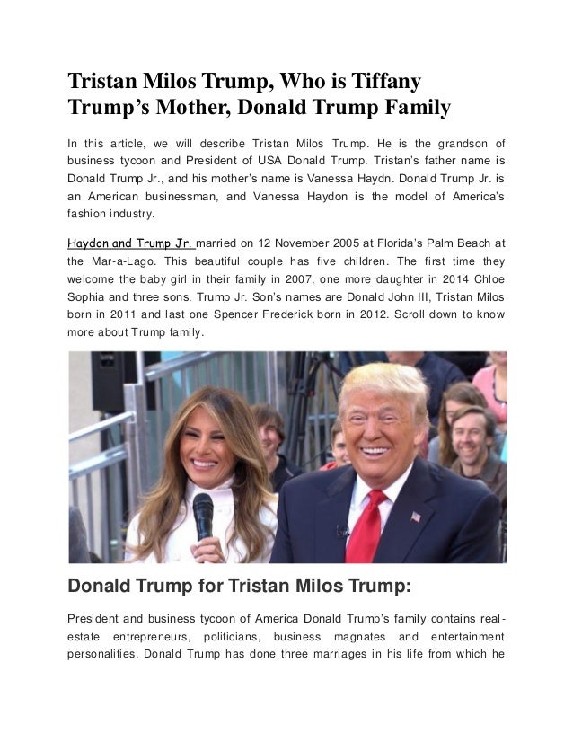 pic Who Is Tiffany Trump's Mother tristan milos trump who is tiffany