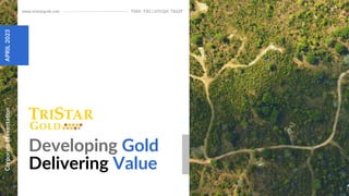 1
Tristar
Gold
|
TSXV:
TSG
|
OTCQX:
TSGZF
www.tristargold.com TSXV: TSG | OTCQX: TSGZF
Developing Gold
Delivering Value
Corporate
Presentation
APRIL
2023
 