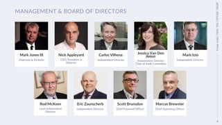 6
Tristar
Gold
|
TSXV:
TSG
|
OTCQX:
TSGZF
Chairman & Director
Mark Jones III
CEO, President &
Director
Nick Appleyard
Independent Director
Carlos Vilhena
Independent Director
Chair of Audit Committee
Jessica Van Den
Akker
Independent Director
Mark Isto
Lead Independent
Director
Rod McKeen
Independent Director
Eric Zaunscherb
Chief Financial Officer
Scott Brunsdon
Chief Operating Officer
Marcus Brewster
MANAGEMENT & BOARD OF DIRECTORS
 