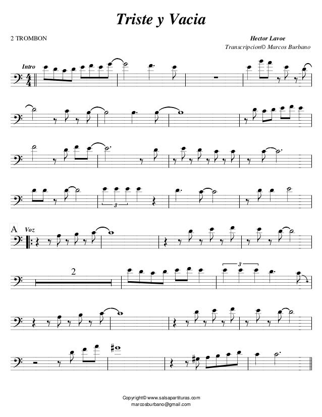 All Music Chords simple gifts cello sheet music : Triste y vacia trombon 2