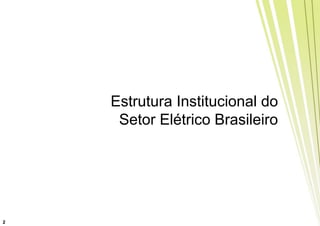 Estrutura Institucional do
     Setor Elétrico Brasileiro




2
 