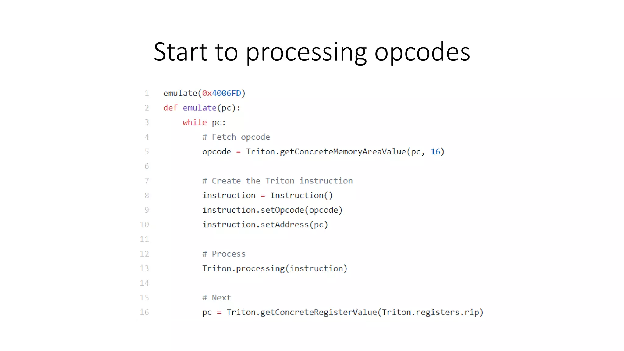 Start to processing opcodes
 
