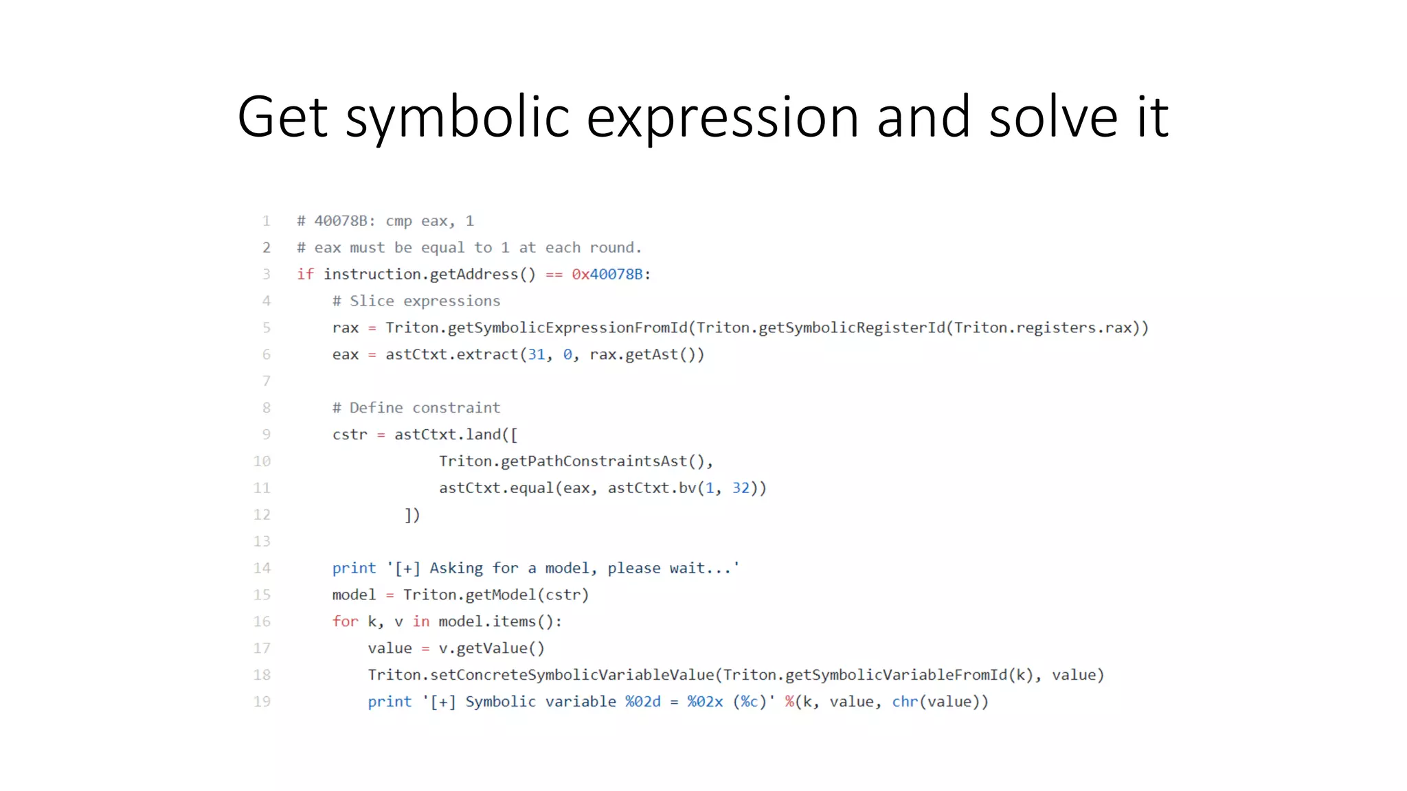 Get symbolic expression and solve it
 