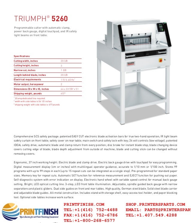 Triumph 5260 Paper Cutter Machine Printfinish Com