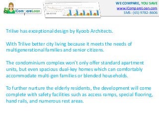 WE COMPARE, YOU SAVE
www.iCompareLoan.com
SMS: (65) 9782-8606
Trilive has exceptional design by Kyoob Architects.
With Tri...
