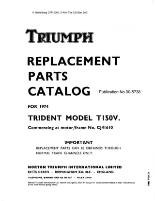 Triumph Trident T150 Manual de piezas
