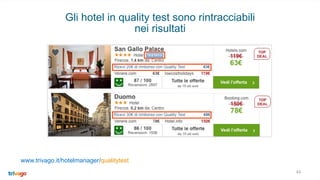 44
Gli hotel in quality test sono rintracciabili
nei risultati
www.trivago.it/hotelmanager/qualitytest
 