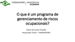 O que é um programa de
gerenciamento de riscos
ocupacionais?
Gilmar da Cunha Trivelato
Pesquisador Titular – FUNDACENTRO
 