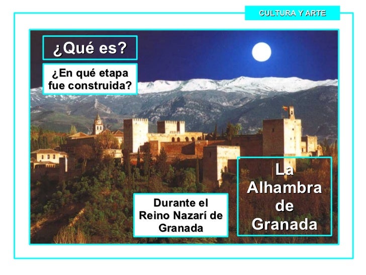 ¿Qué es? La Alhambra de Granada ¿En qué etapa fue construida? Durante el Reino Nazarí de Granada