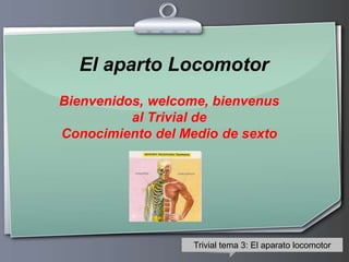Ihr Logo
El aparto Locomotor
Bienvenidos, welcome, bienvenus
al Trivial de
Conocimiento del Medio de sexto
Trivial tema 3: El aparato locomotor
 