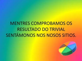 MENTRES COMPROBAMOS OS
    RESULTADO DO TRIVIAL
SENTÁMONOS NOS NOSOS SITIOS.
 