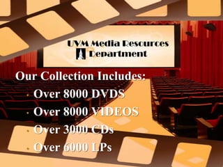 UVM Media Resources Department Our Collection Includes: ,[object Object]