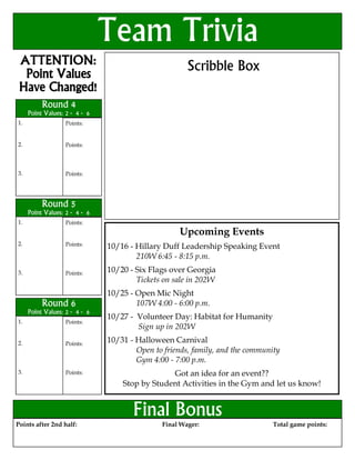 Trivia scoresheet | PDF