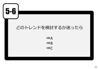 5-6
どのトレンドを検討するか迷ったら
⇒A
⇒B
⇒C
29
 