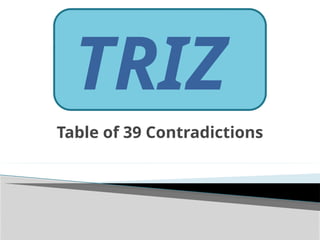 TRIZ
Table of 39 Contradictions
 