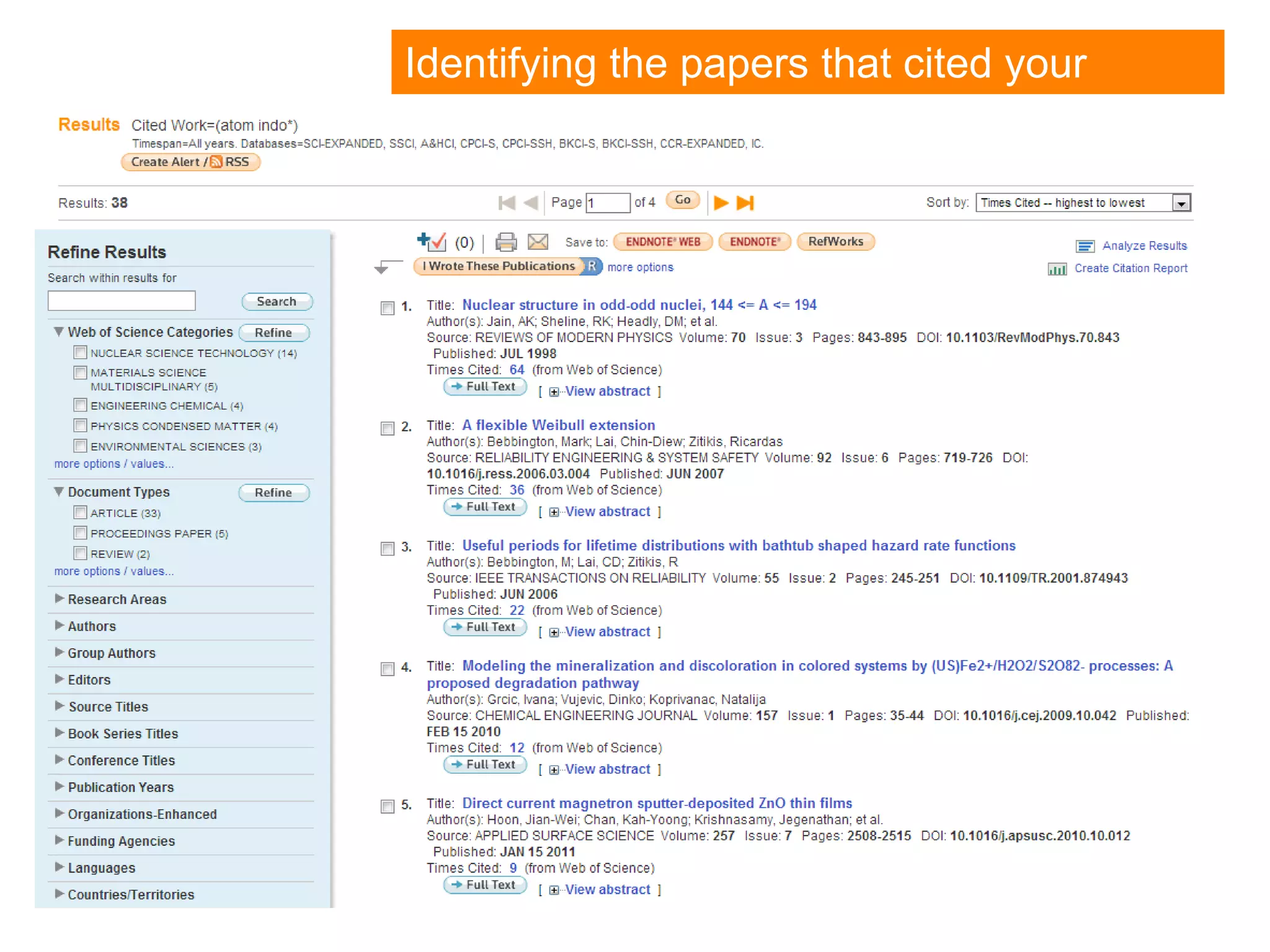 Identifying the papers that cited your
journal
 