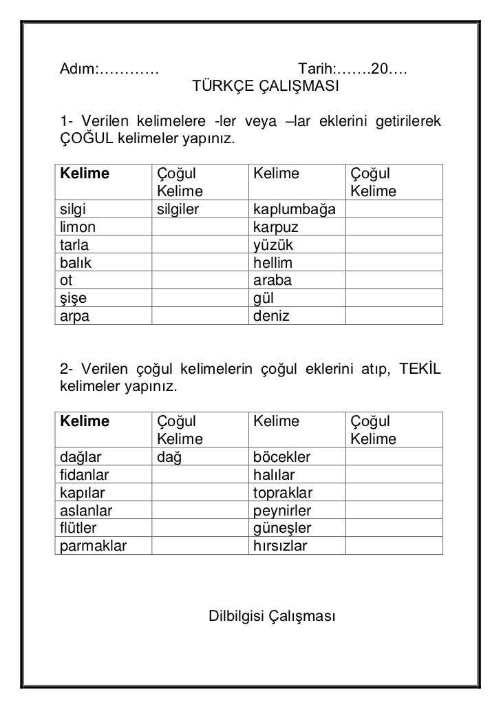 Türkçe dilbilgisi ödevleri