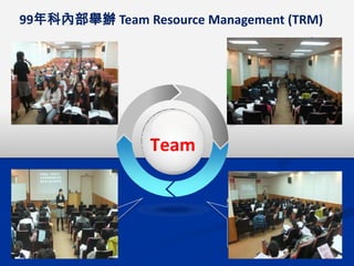 99年科內部舉辦 Team Resource Management (TRM)



第一章                        第二章
教學資源與管理                    師資培育




                Team


第三章                        第四章
垮領域教學與                     教學與研究成果
學術交流
 