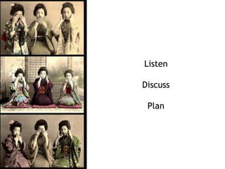 Listen

Discuss

 Plan
 
