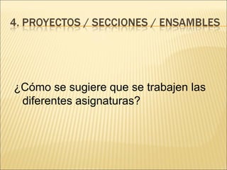 ¿Cómo se sugiere que se trabajen las diferentes asignaturas? 
