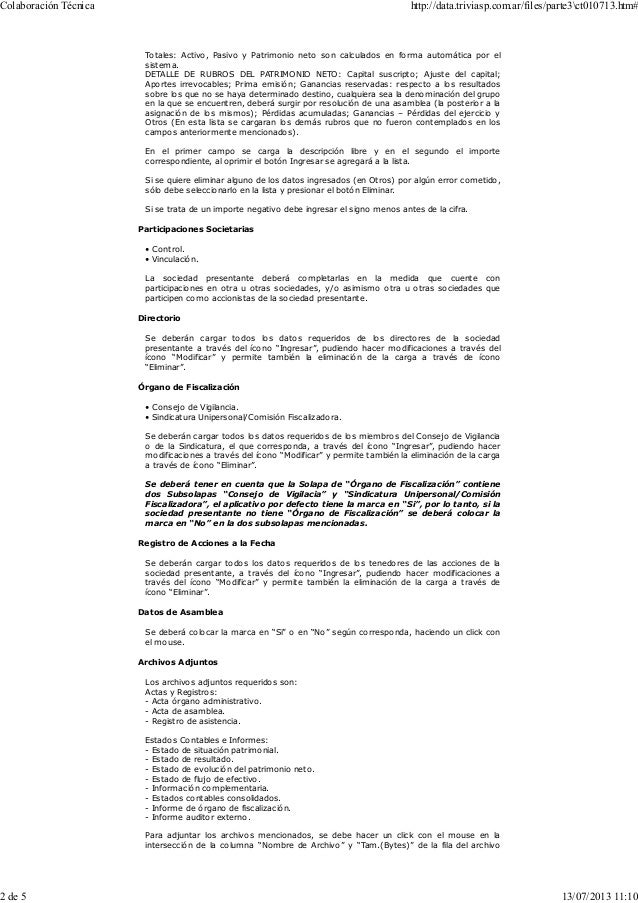 Instructivo Para La Correcta Presentacion De Balances Y Asambleas Ant