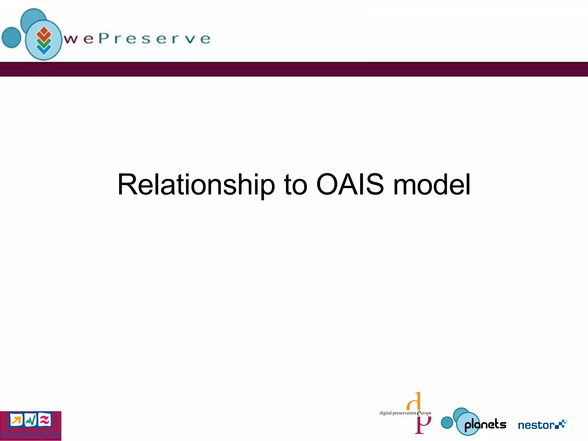 Relationship to OAIS model 