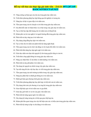 Trọn 200 Đề Tài Báo Cáo Thực Tập Ngành Mầm Non, Từ Sinh Viên Khá Giỏi