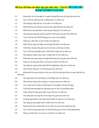 Trọn 200 Đề Tài Báo Cáo Thực Tập Ngành Mầm Non, Từ Sinh Viên Khá Giỏi