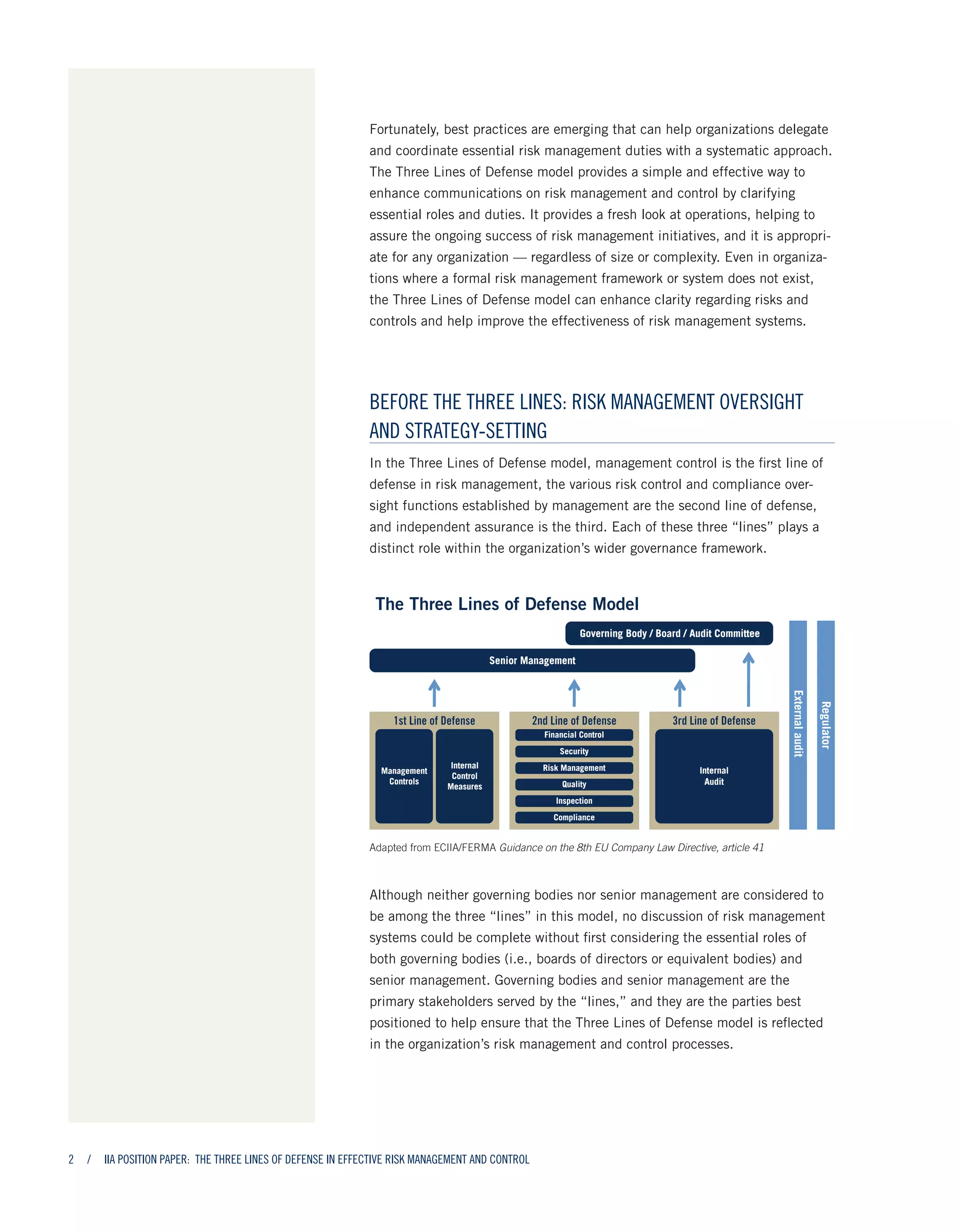 Pp the three lines of defense in effective risk management and control ...