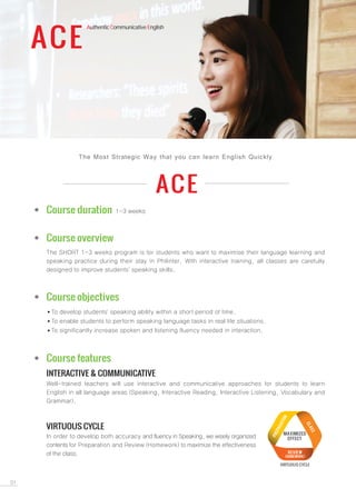 ACE
Authentic Communicative English
Course duration
Course objectives
ACE
Course overview
Course features
The Most Strateg...