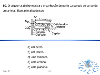 10. O esquema abaixo mostra a organização de parte da parede do corpo de
um animal. Esse animal pode ser:




                   a) um peixe.
                   b) um inseto.
                   c) uma minhoca.
                   d) uma aranha.
                   e) uma planária.
Page  32                           IL 2011
 