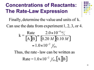 Concentrations of Reactants:
The Rate-Law Expression
30
 