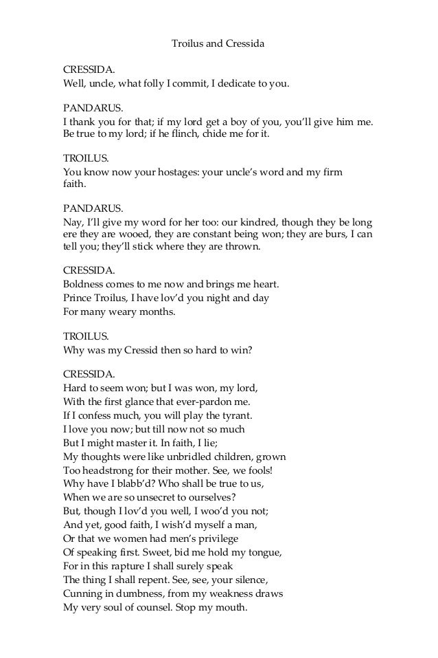 the lusty lovers in troilus and cressida by william shakespeare This one-page guide includes a plot summary and brief analysis of troilus and criseyde by poets such as william shakespeare and as troilus and cressida. the lusty lovers in troilus and cressida by william shakespeare This one-page guide includes a plot summary and brief analysis of troilus and criseyde by poets such as william shakespeare and as troilus and cressida.