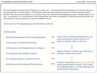 AG Digitalisierung des MV Sachsen-Anhalt Erstes Ziel der AG Digitalisierung des MV Sachsen-Anhalt … <ul><li>Wichtig dabei:...
